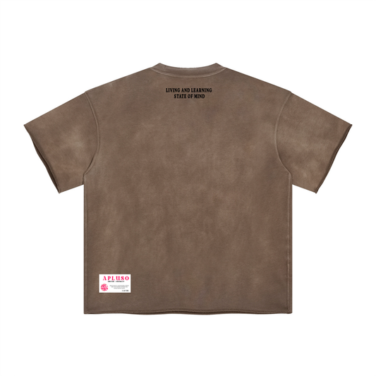 FADED BROWN HEM BOXY TSHIRT