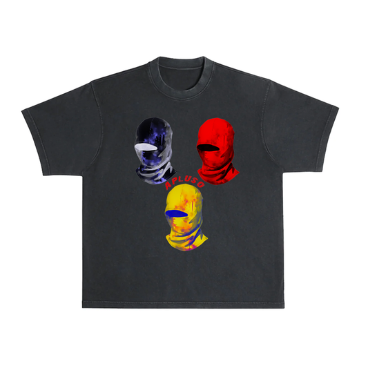 APLUSO BALACLAVA SKI MASK INSPIRED GRAPHICS WASHED TSHIRT