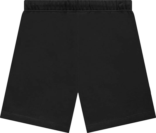 FLEECE SHORTS WITH LONG DRAWSTRINGS - BLACK