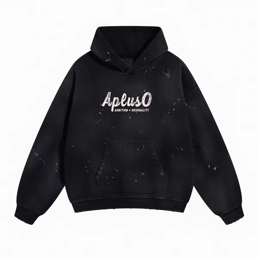 DISTRESSED DYED PULLOVER HOODIE