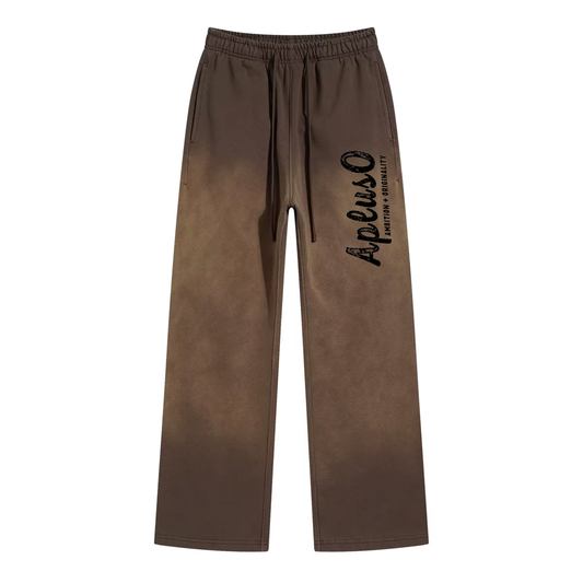 DISTRESSED DYED WASHED PANT - COFFEE
