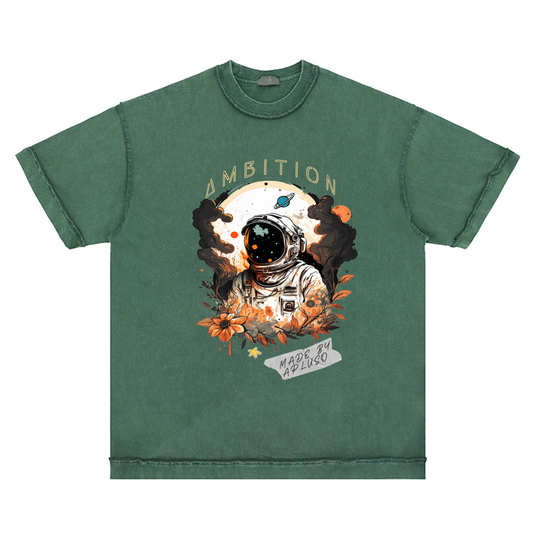 REVERSE INSIDE OUT TEE -- VINTAGE ASTRONAUT FLORAL GRAPHIC TSHIRT