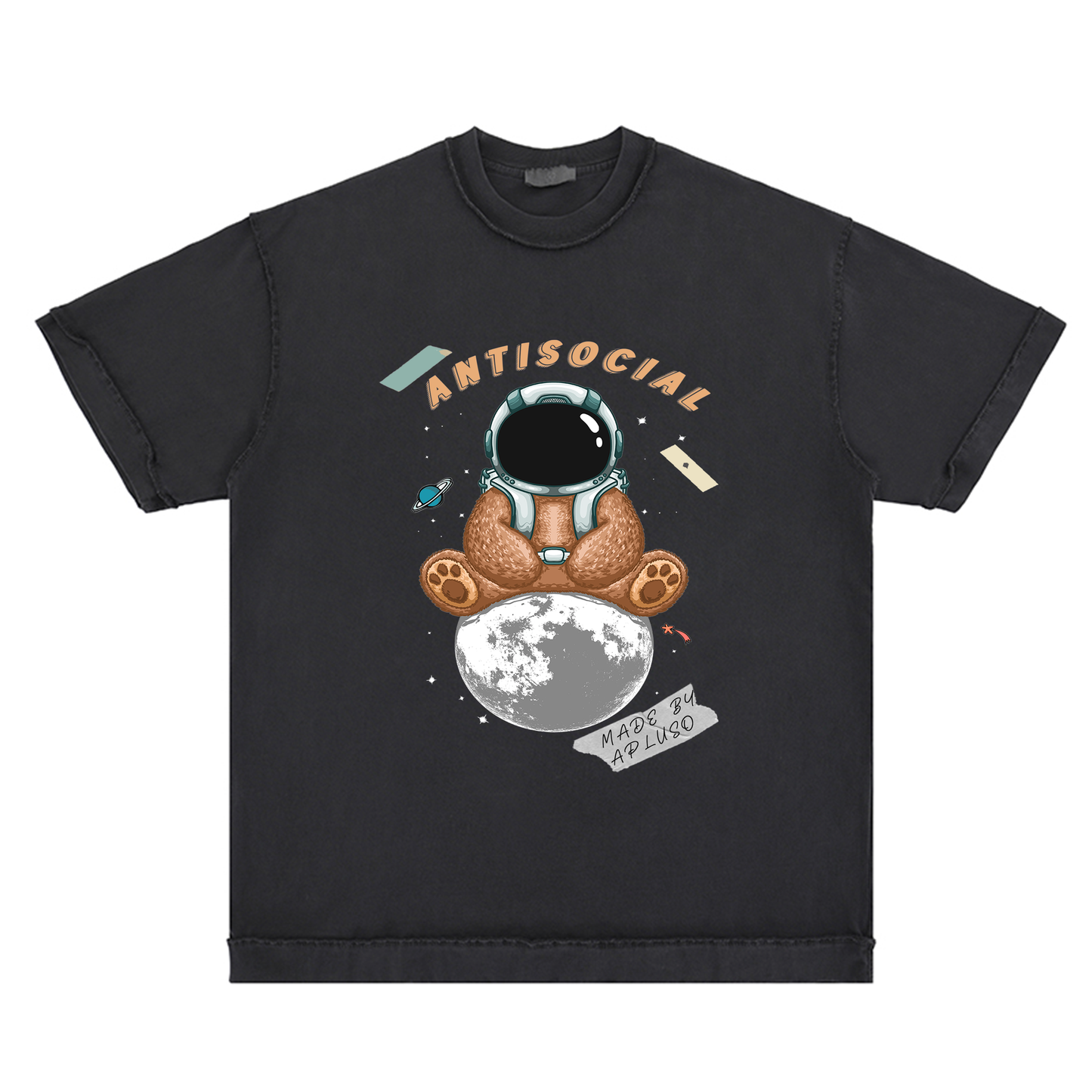REVERSE INSIDE OUT TEE - ANTISOCIAL ASTRO-BEAR OVERSIZE COTTON GRAPHIC T-SHIRT