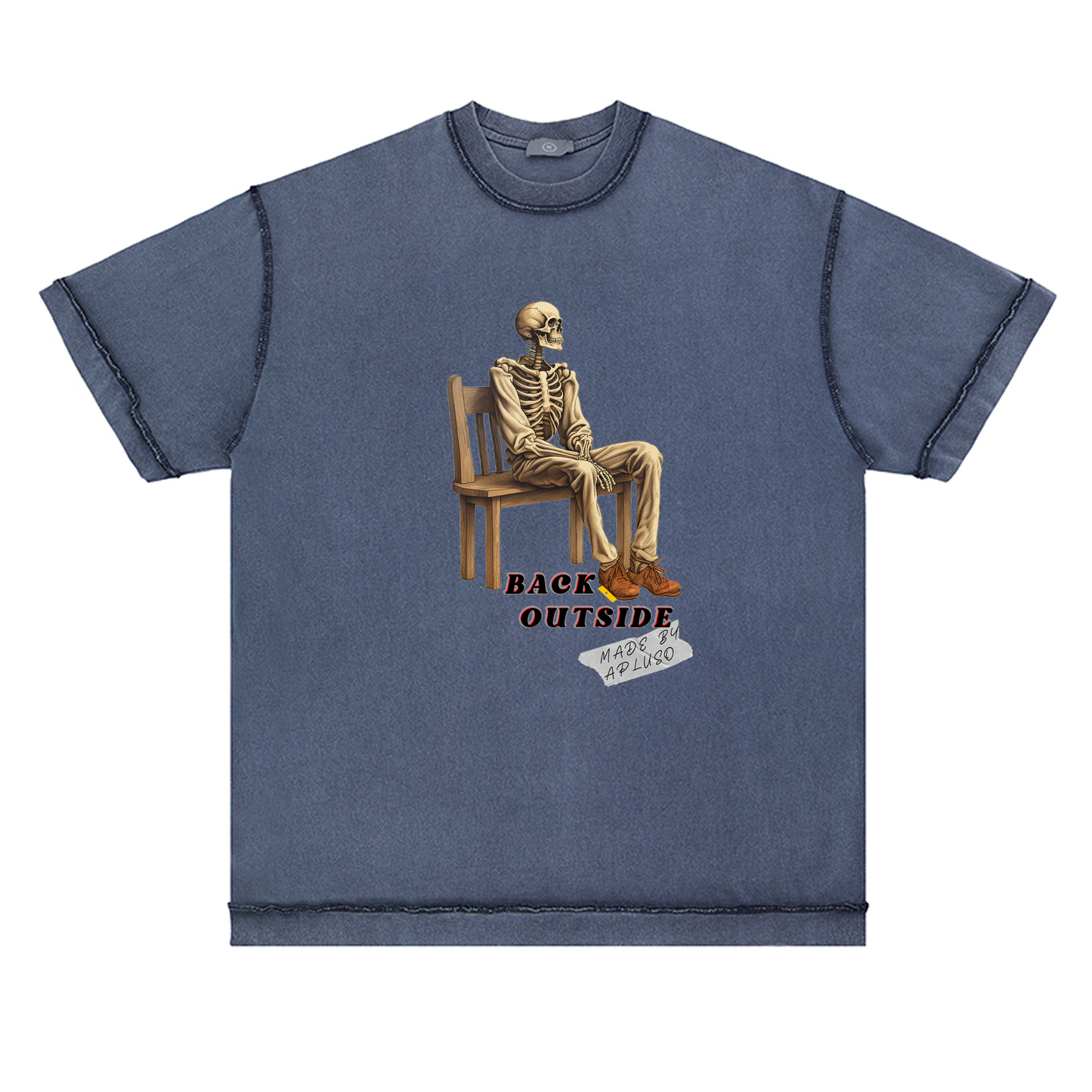 REVERSE TSHIRT- BACK OUTSIDE SKELETON GRAPHICS TEE