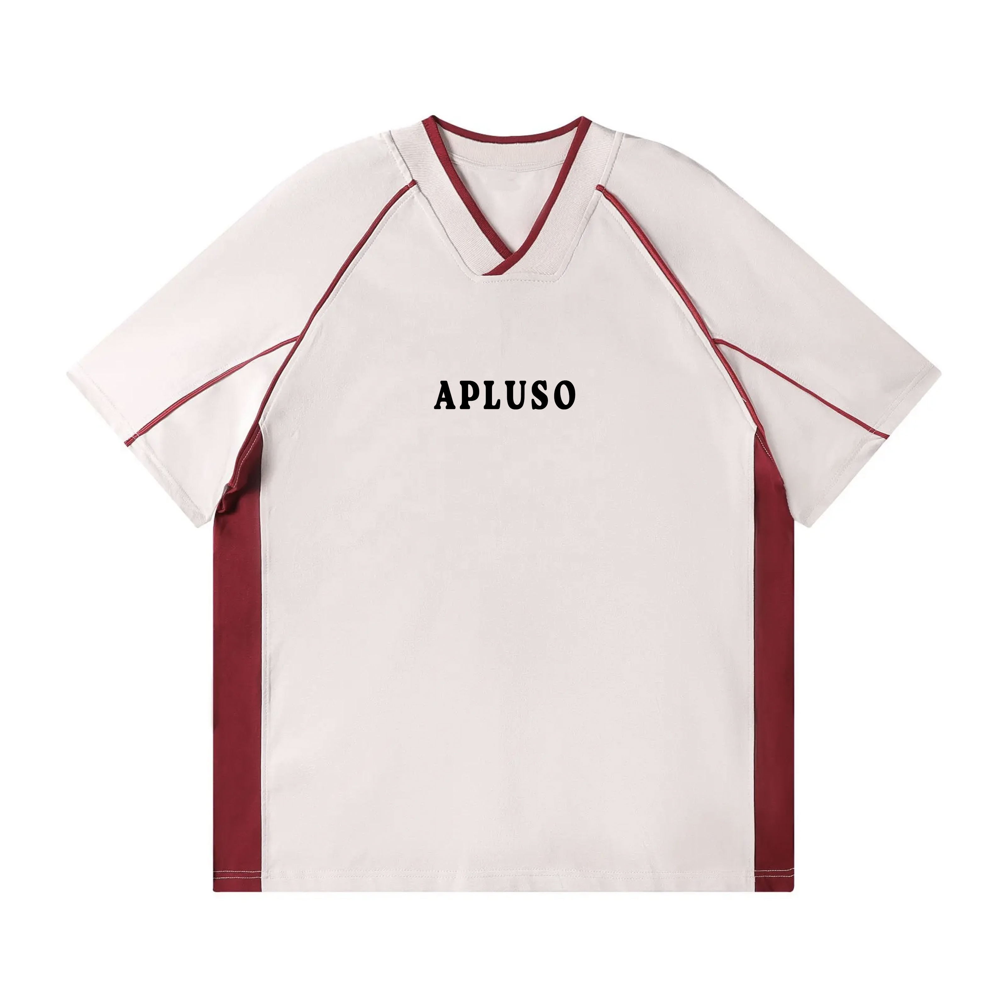 2-TONE RETRO V-NECK OVERSIZE TSHIRT (WHITE)