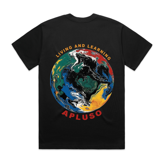 LIVING AND LEARNING GLOBE GRAPHICS OVERSIZE TSHIRT