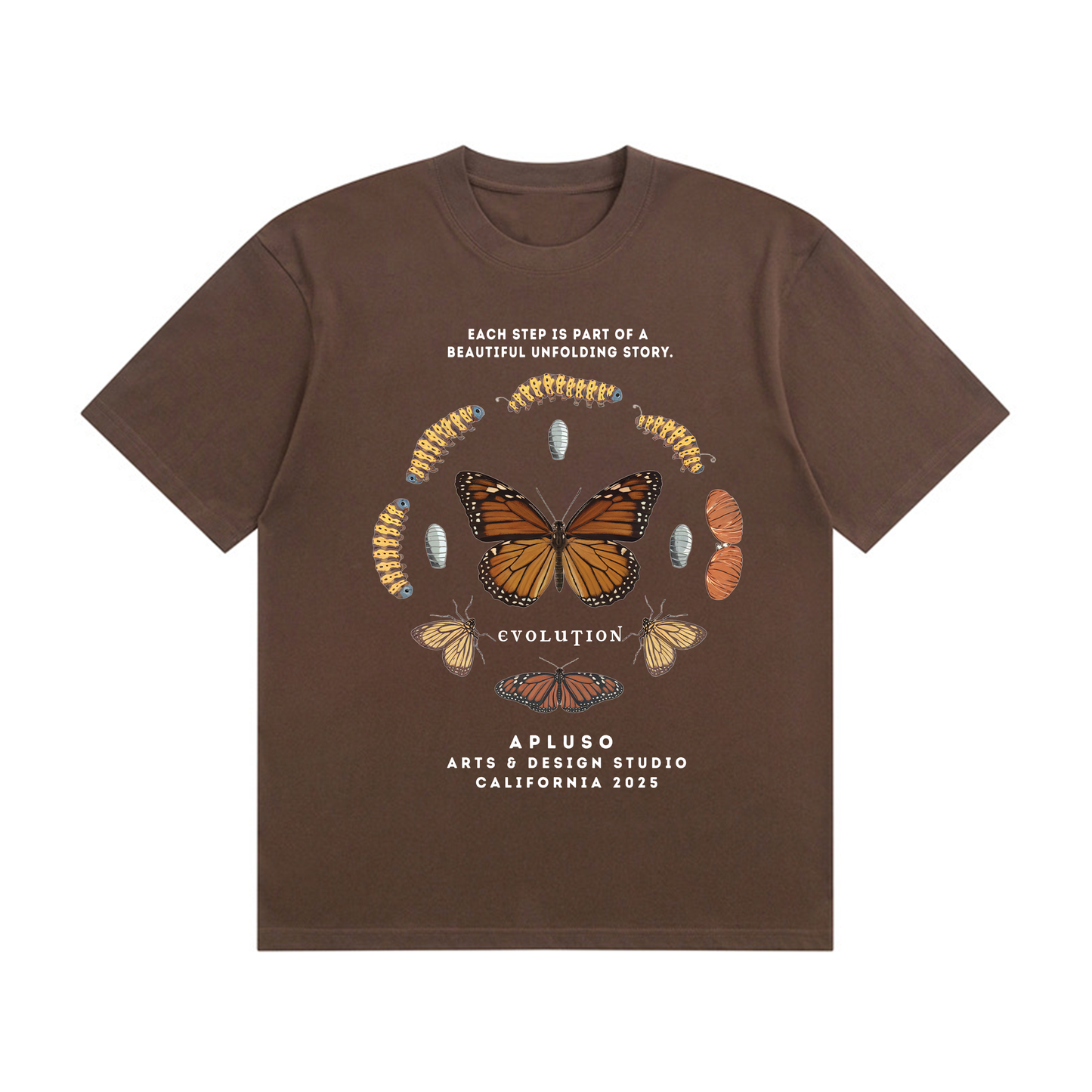 BUTTERFLY EVOLUTION   - OVERSIZE BROWN TEE