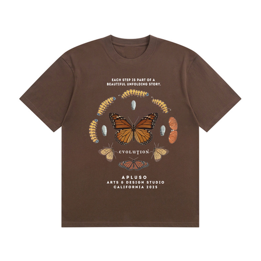 BUTTERFLY EVOLUTION   - OVERSIZE BROWN TEE