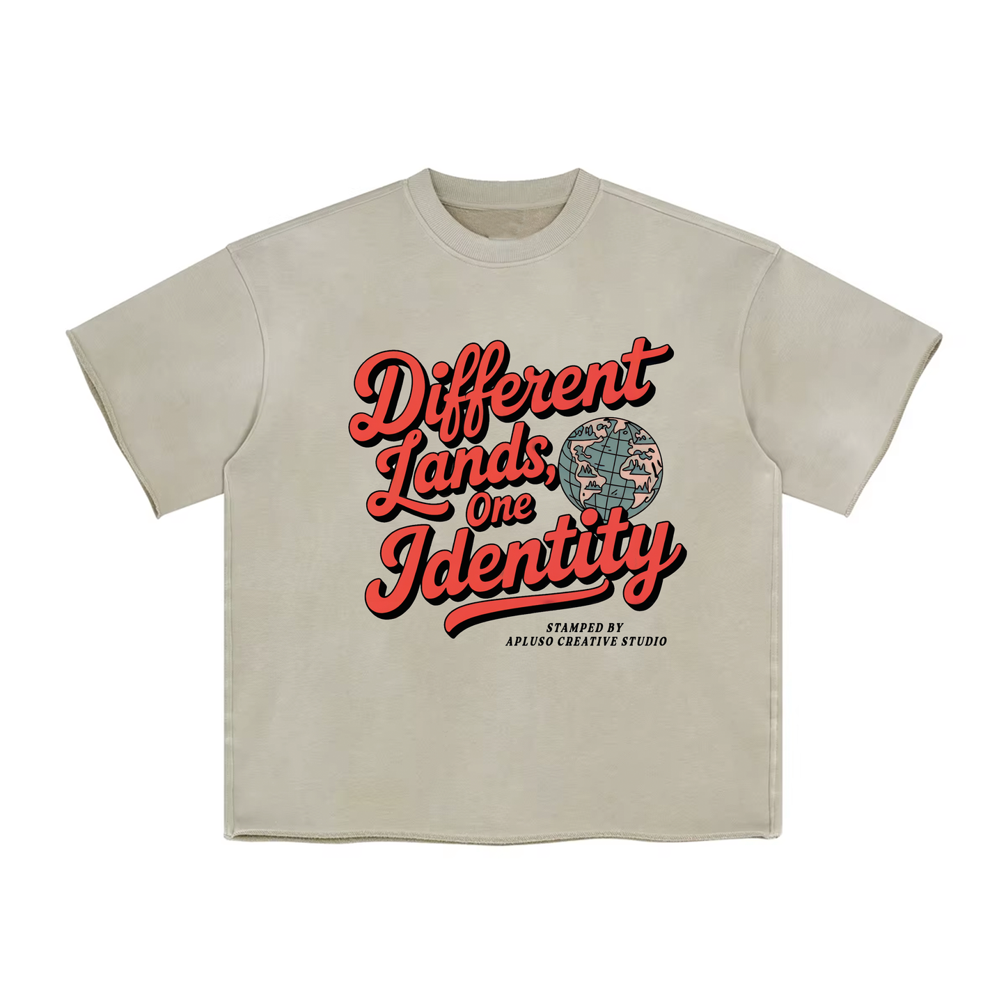 DIFFERENT LANDS ONE IDENTITY- FADED HEM BOXY TSHIRT