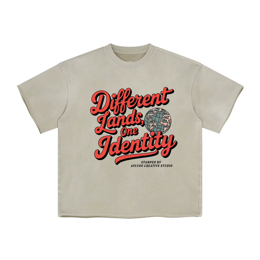 DIFFERENT LANDS ONE IDENTITY- FADED HEM BOXY TSHIRT