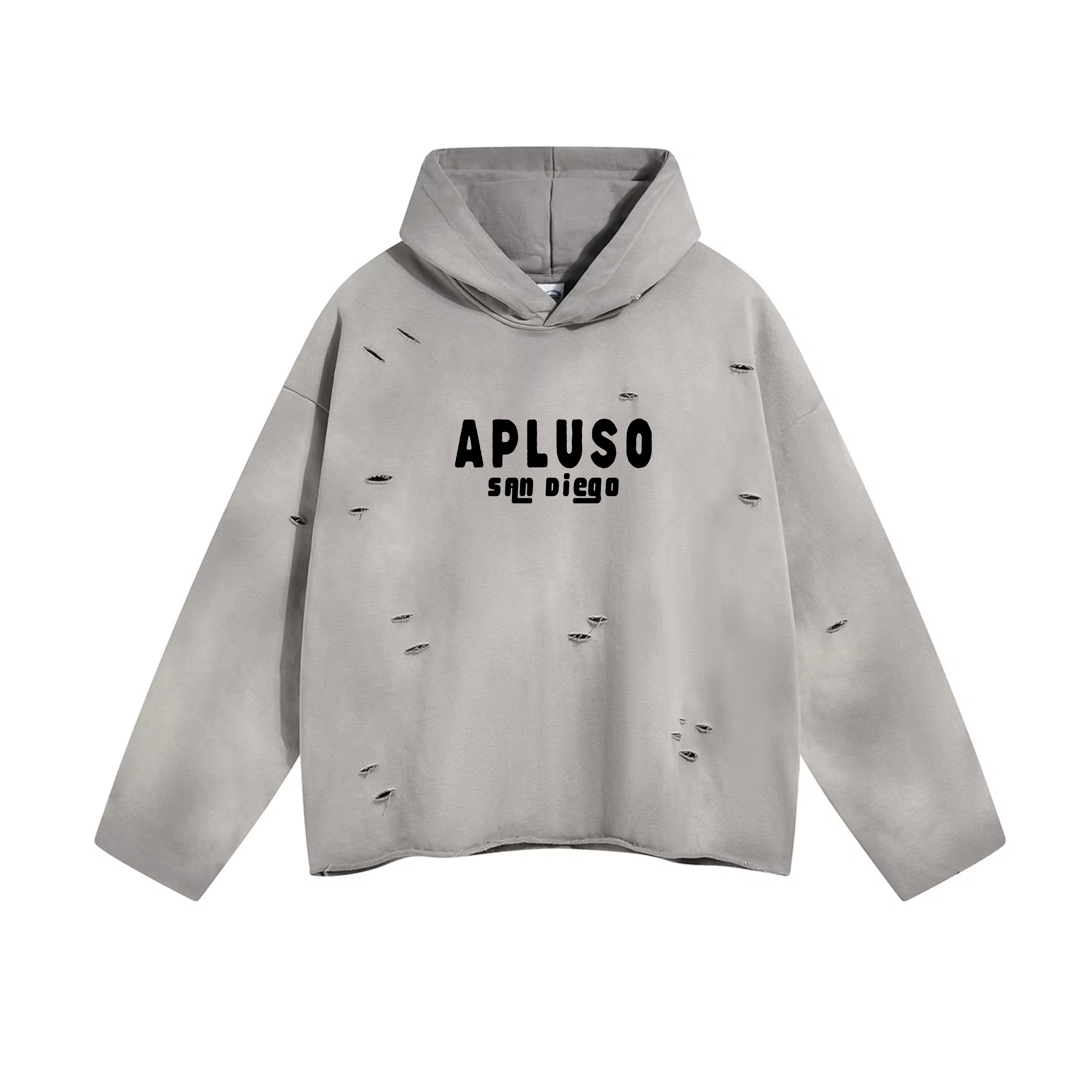Boxy Cropped and Distressed Pullover Hoodie