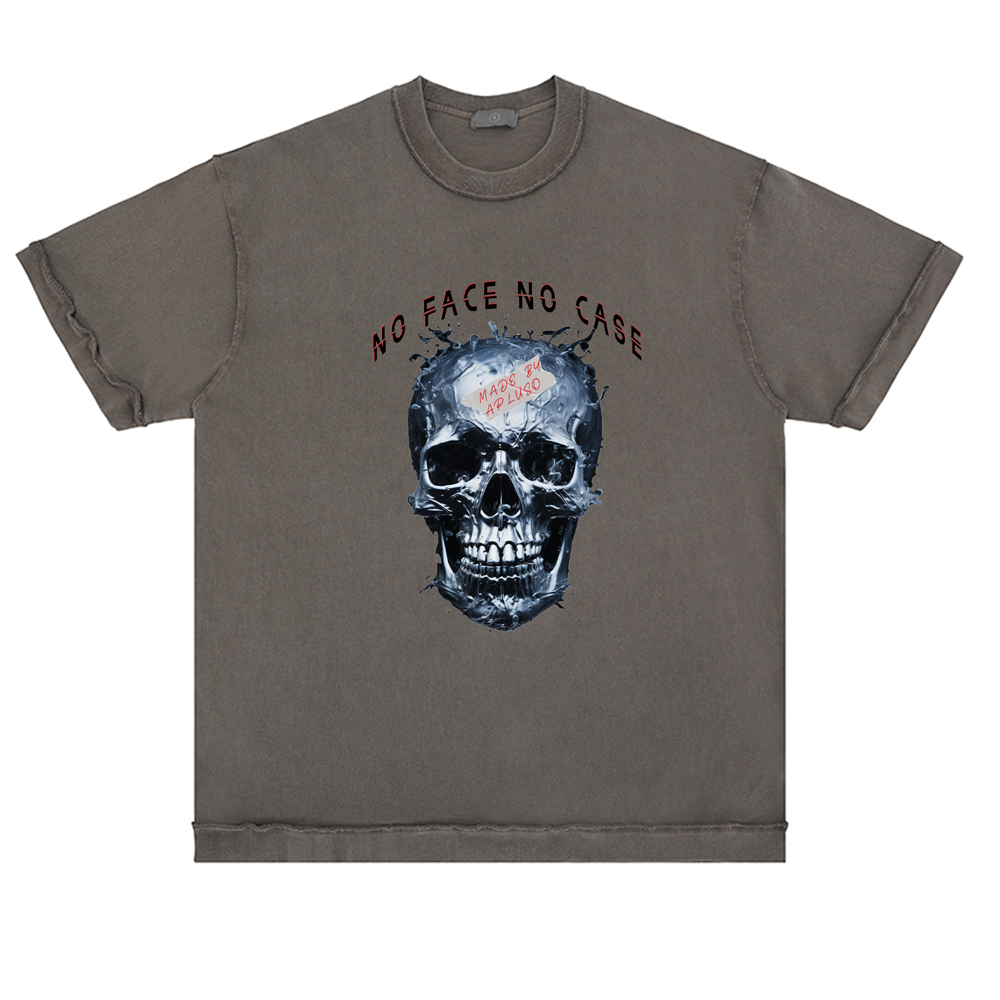 REVERSE INSIDE OUT TSHIRT - NO FACE NO CASE  STREETWEAR GRAPHIC TEE