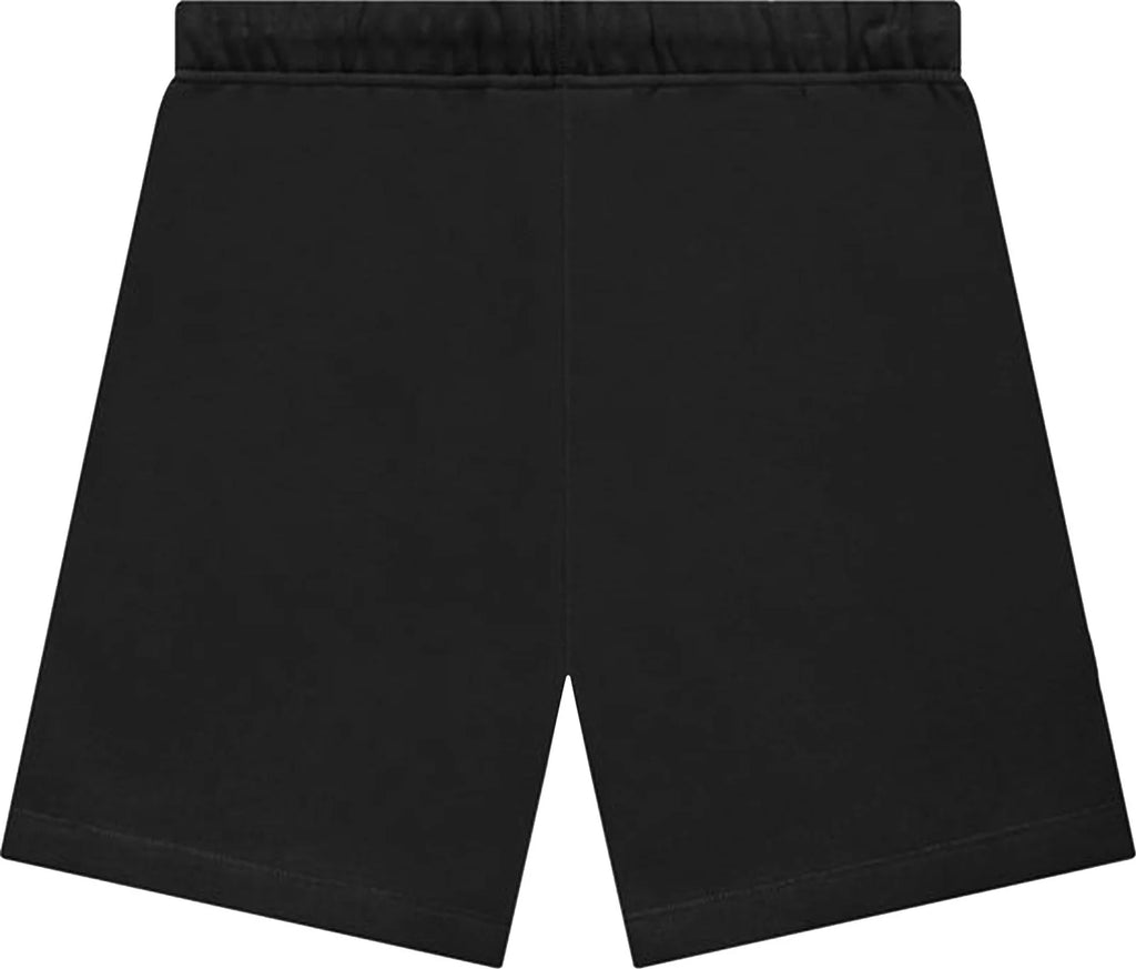 FLEECE SHORTS WITH LONG DRAWSTRINGS - BLACK