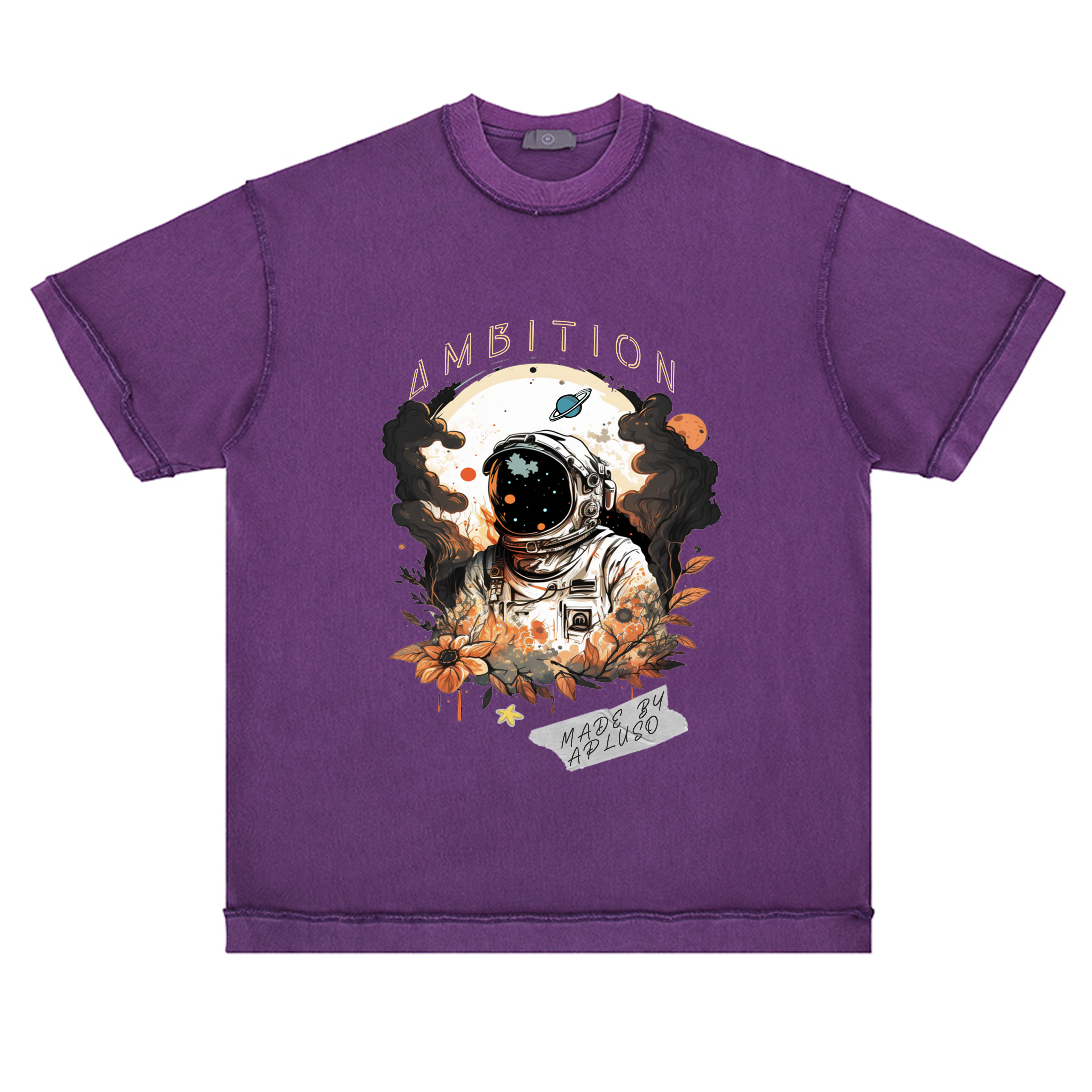 REVERSE INSIDE OUT TEE -- VINTAGE ASTRONAUT FLORAL GRAPHIC TSHIRT