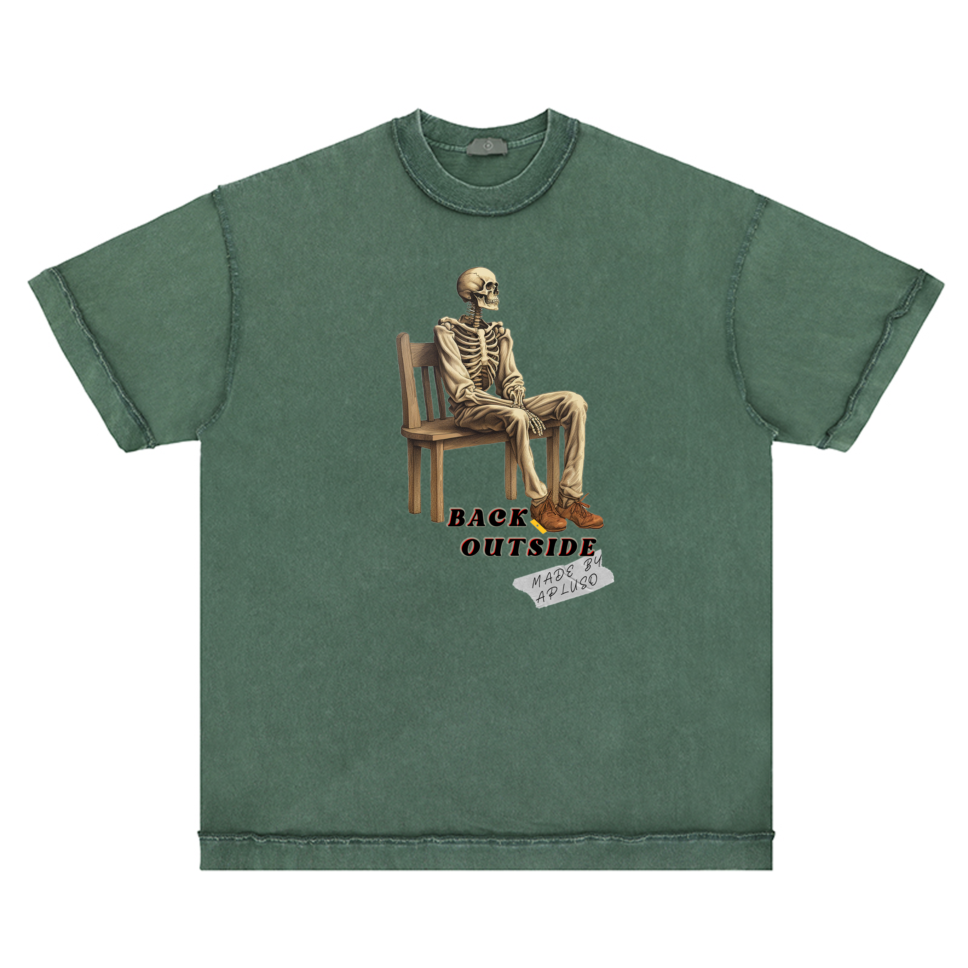 REVERSE TSHIRT- BACK OUTSIDE SKELETON GRAPHICS TEE