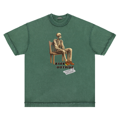 REVERSE TSHIRT- BACK OUTSIDE SKELETON GRAPHICS TEE