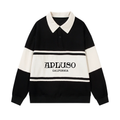 APLUSO STRIPED POLO SWEATSHIRT - BLACK