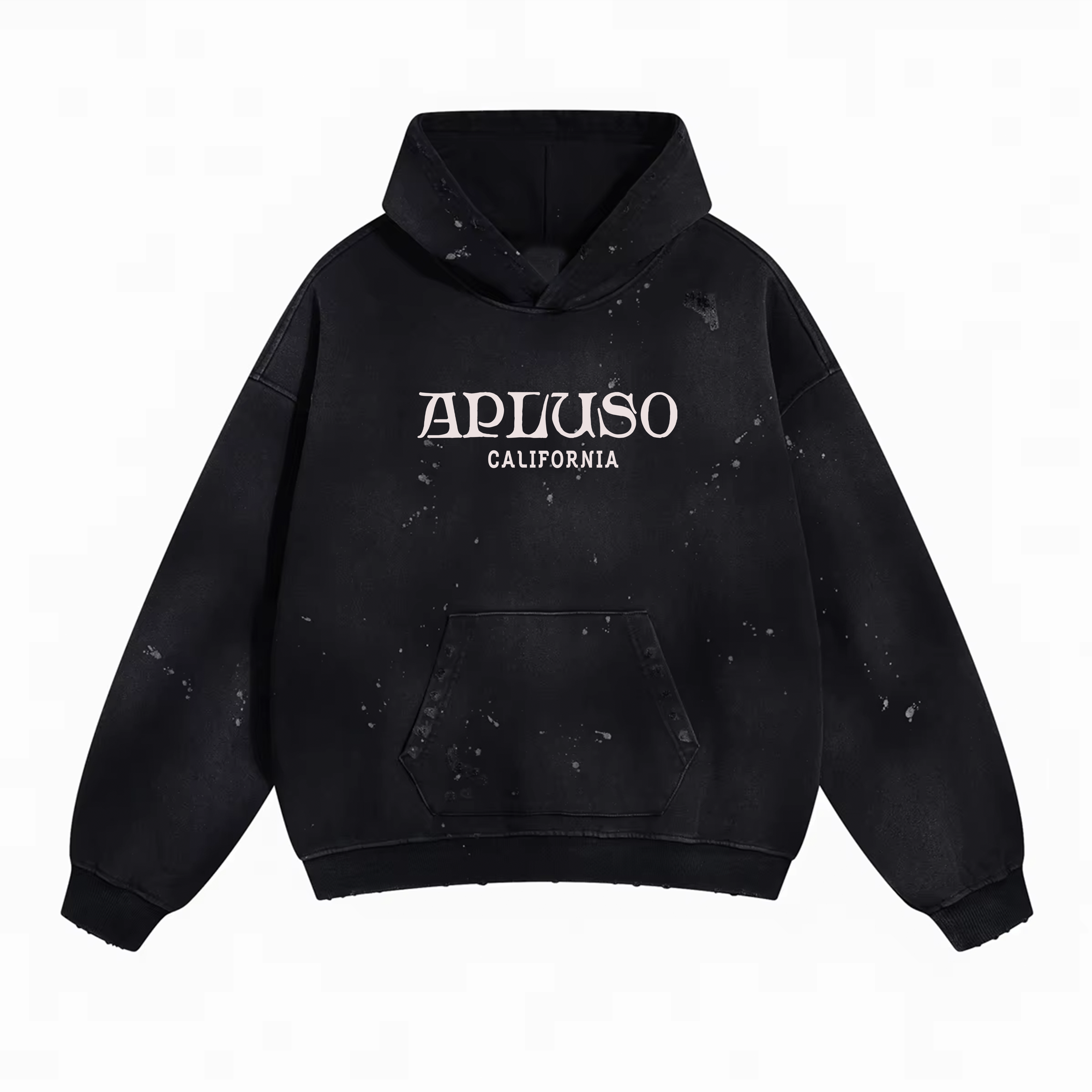 DISTRESSED DYED PULLOVER HOODIE