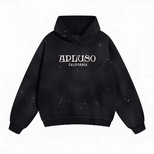 DISTRESSED DYED PULLOVER HOODIE