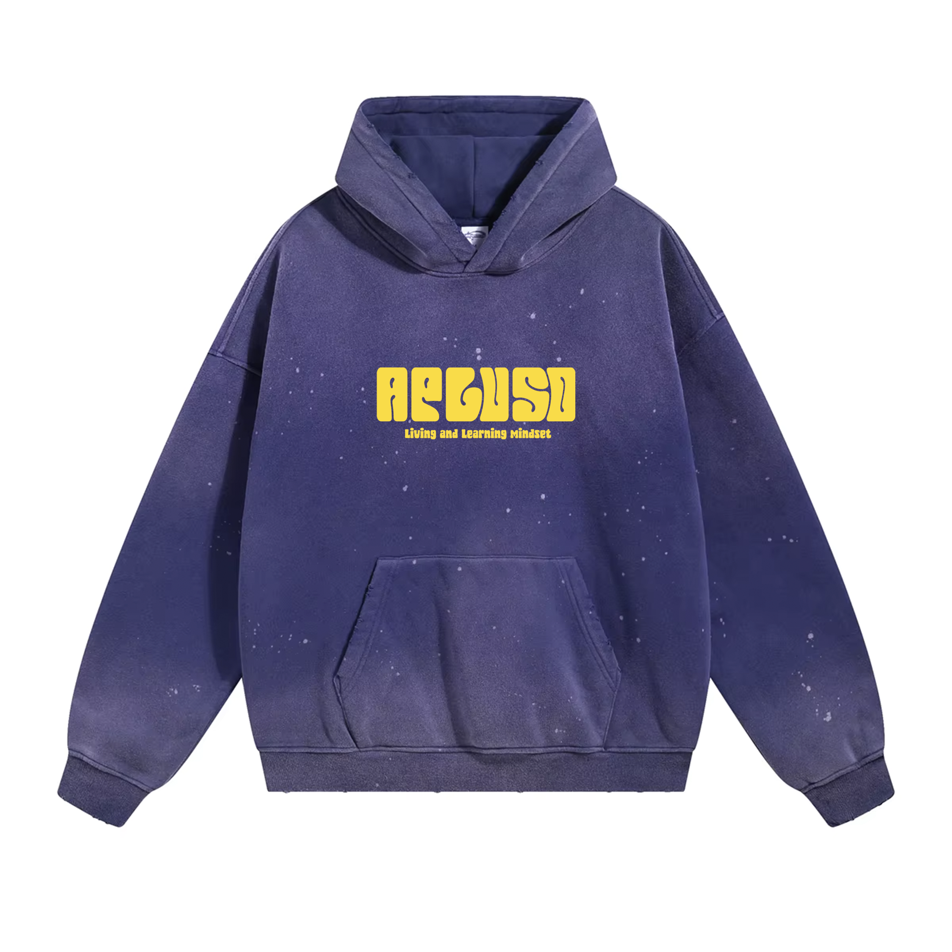 Distressed Dyed Pullover Hoodie - Dark Blue