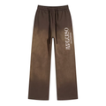 DISTRESSED DYED WASHED PANT - COFFEE