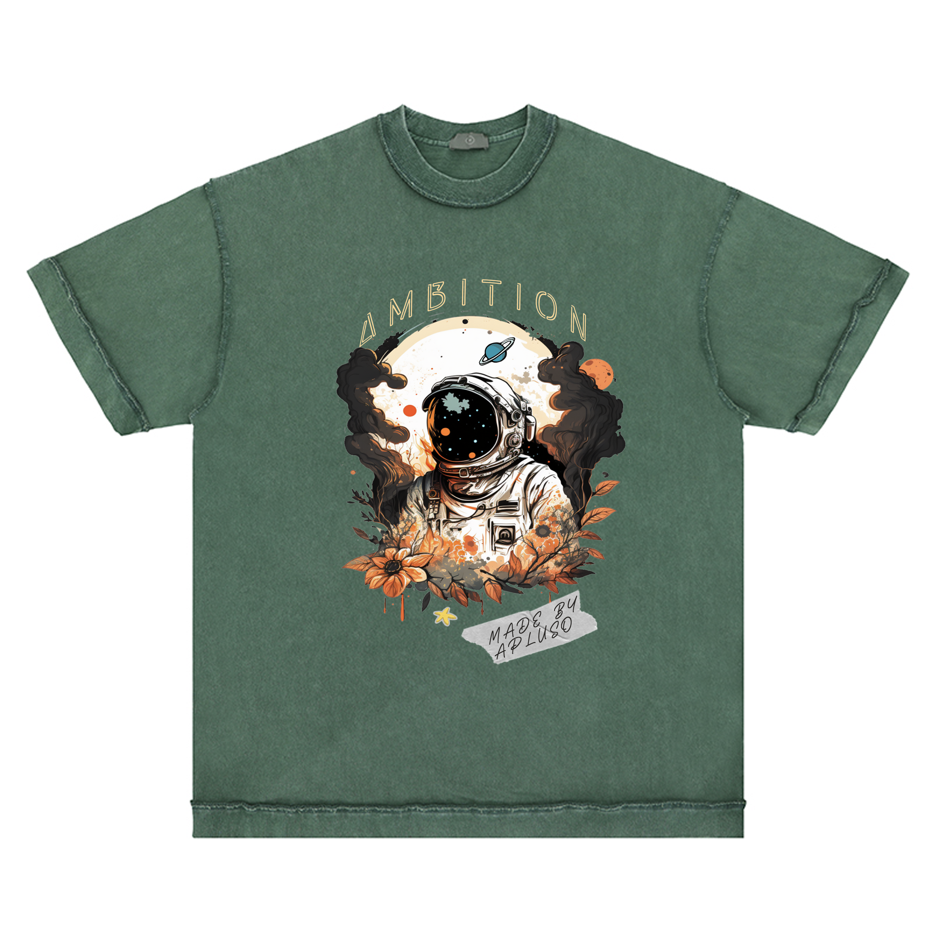 REVERSE INSIDE OUT TEE -- VINTAGE ASTRONAUT FLORAL GRAPHIC TSHIRT