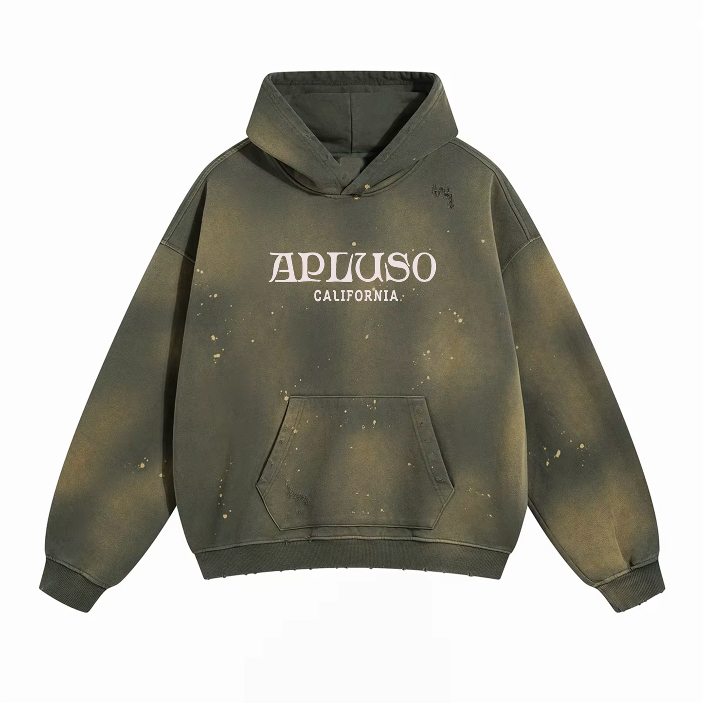 DISTRESSED DYED PULLOVER HOODIE