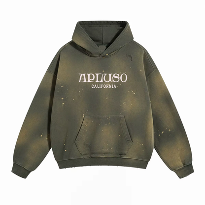 DISTRESSED DYED PULLOVER HOODIE