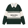 APLUSO STRIPED POLO SWEATSHIRT - GREEN