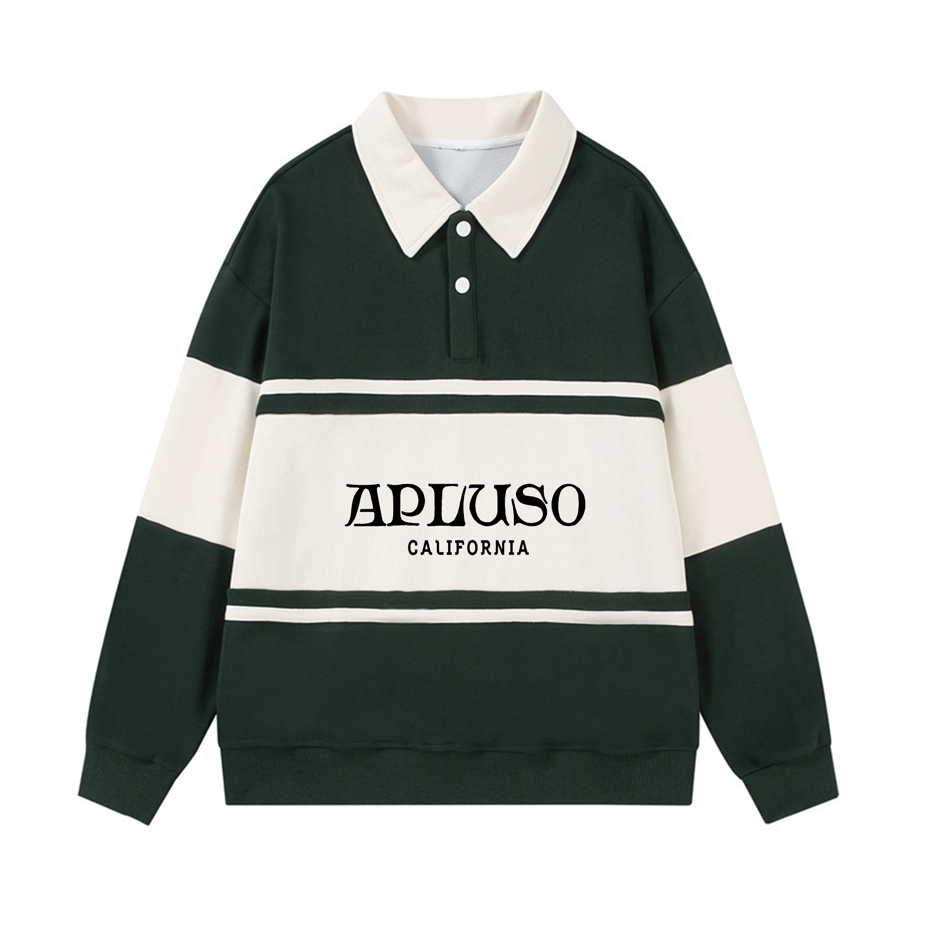 APLUSO STRIPED POLO SWEATSHIRT - GREEN