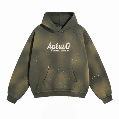 DISTRESSED DYED PULLOVER HOODIE
