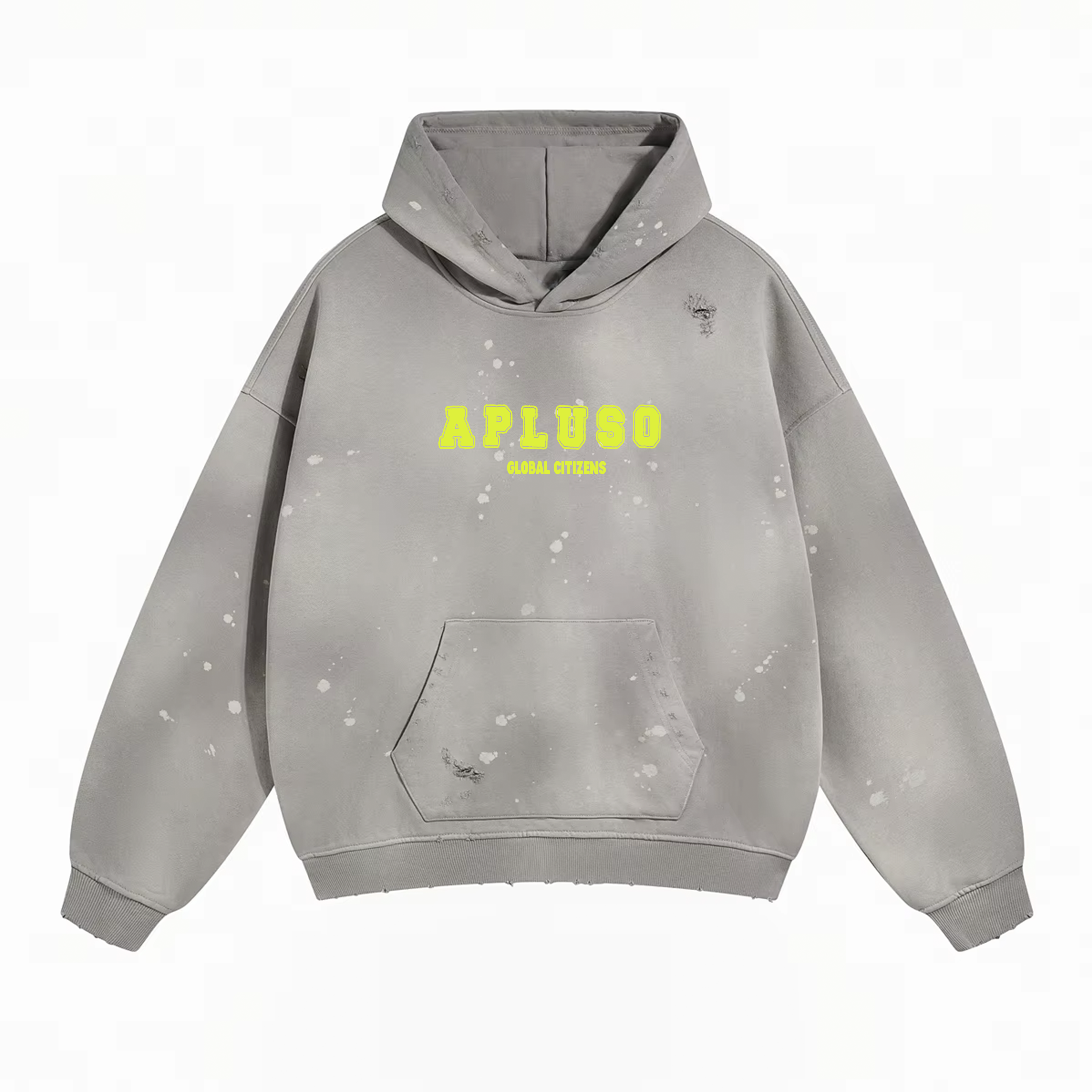 Distressed Dyed Pullover Hoodie - Grey