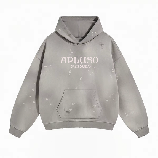 DISTRESSED DYED PULLOVER HOODIE