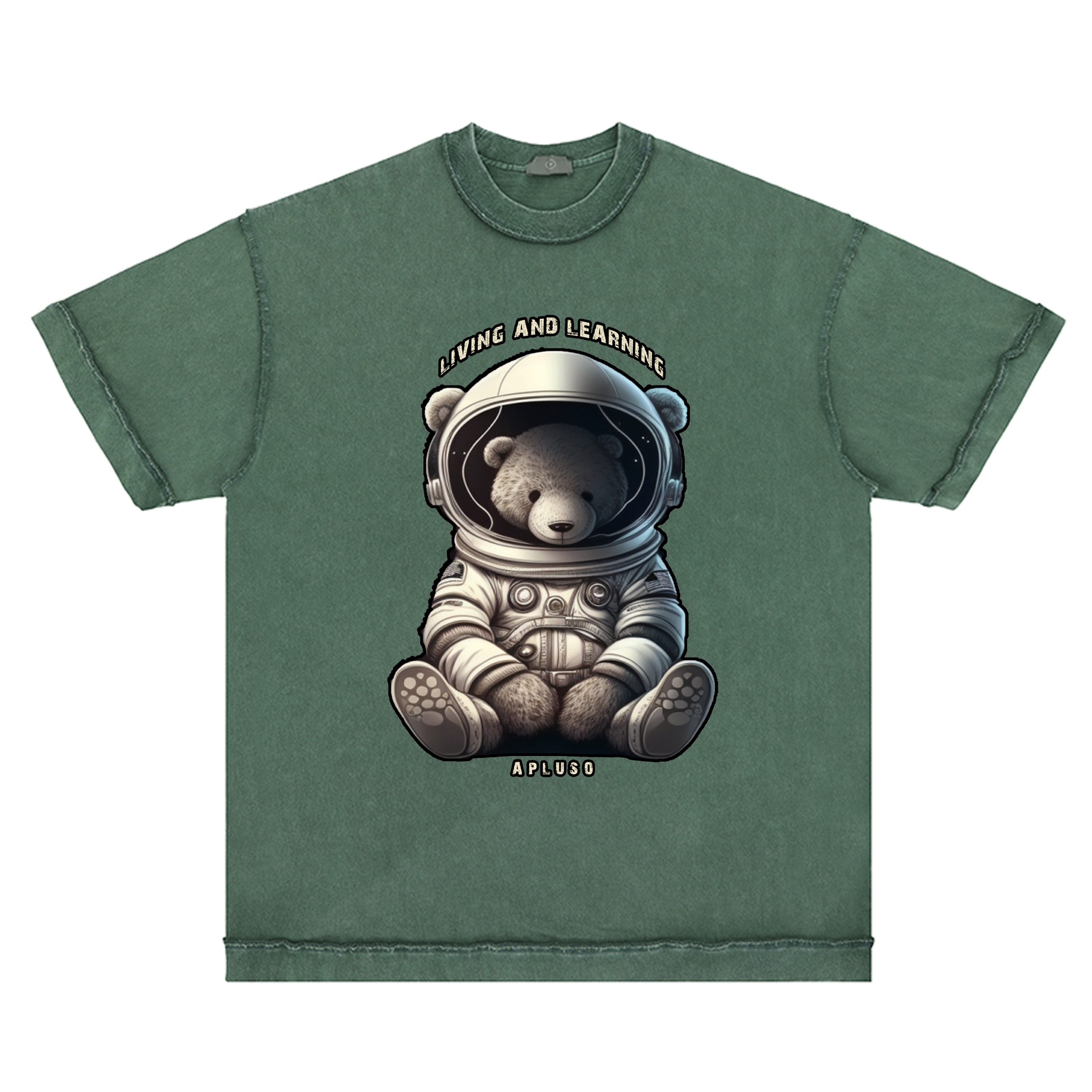 REVERSE INSIDE-OUT TSHIRT -- LIVING AND LEARNING ASTRONAUT BEAR