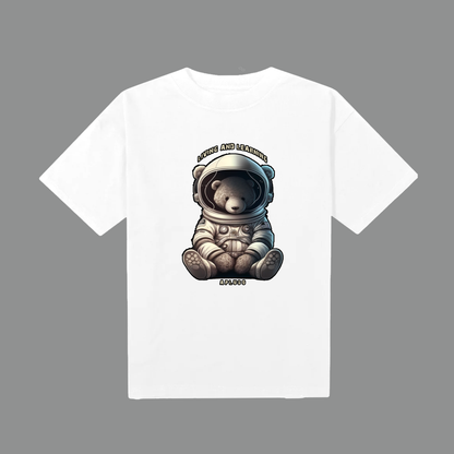 LIVING AND LEARNING ASTRONAUT BEAR  - VINTAGE FADED BLACK TSHIRT