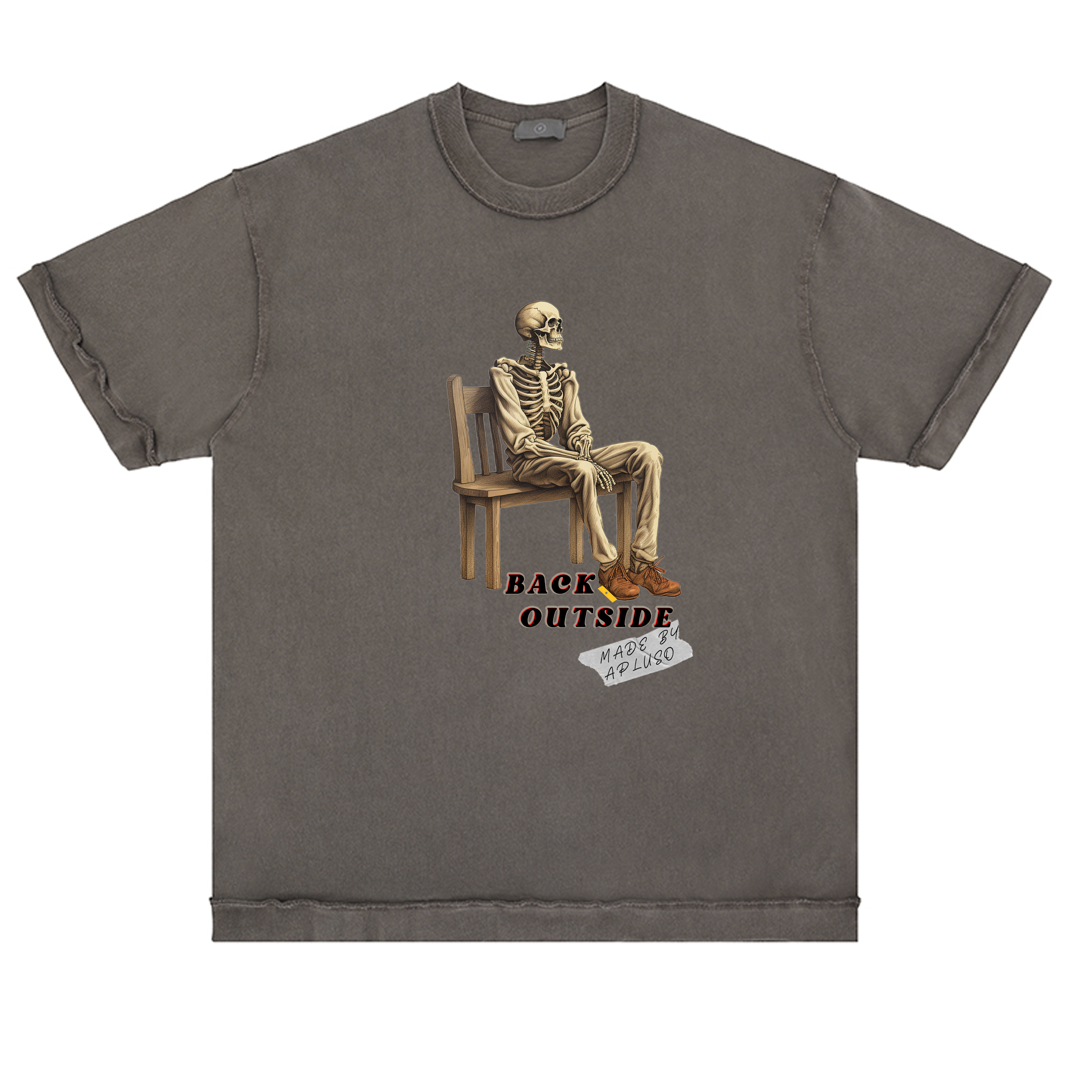 REVERSE TSHIRT- BACK OUTSIDE SKELETON GRAPHICS TEE