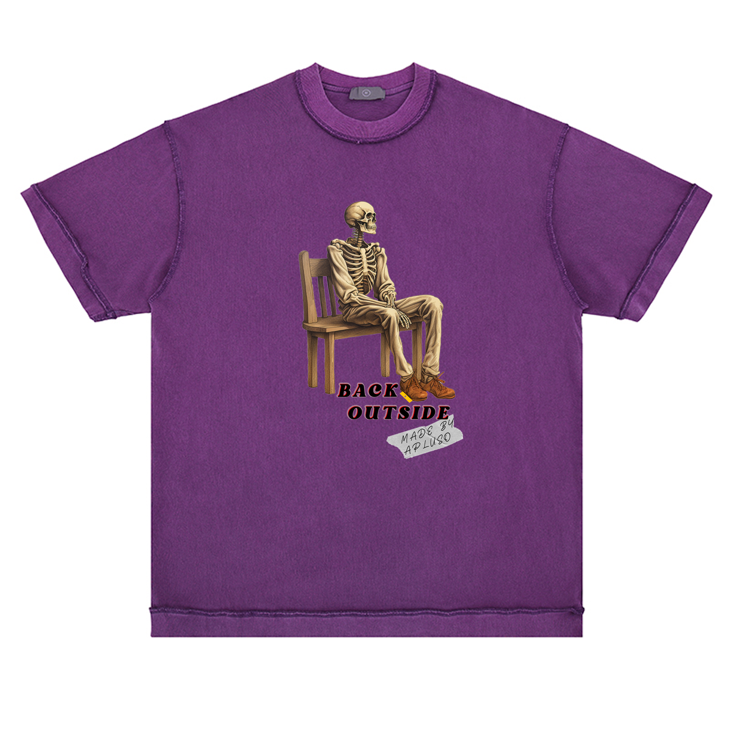 REVERSE TSHIRT- BACK OUTSIDE SKELETON GRAPHICS TEE