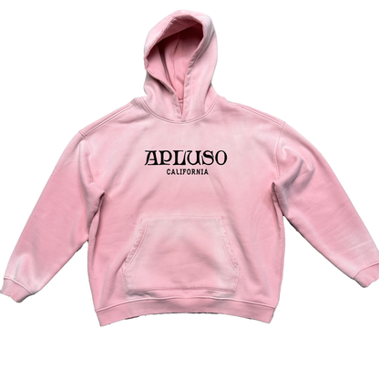 DISTRESSED DYED PULLOVER HOODIE - PINK