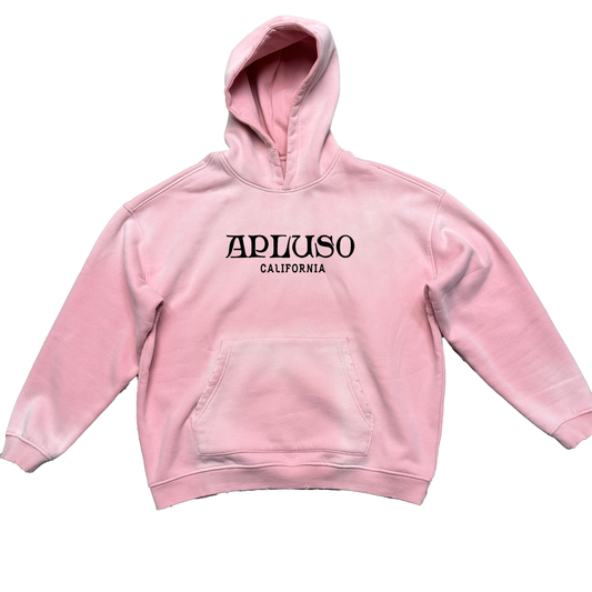 DISTRESSED DYED PULLOVER HOODIE - PINK