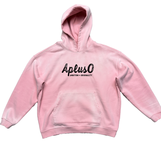 DISTRESSED DYED PULLOVER HOODIE - PINK