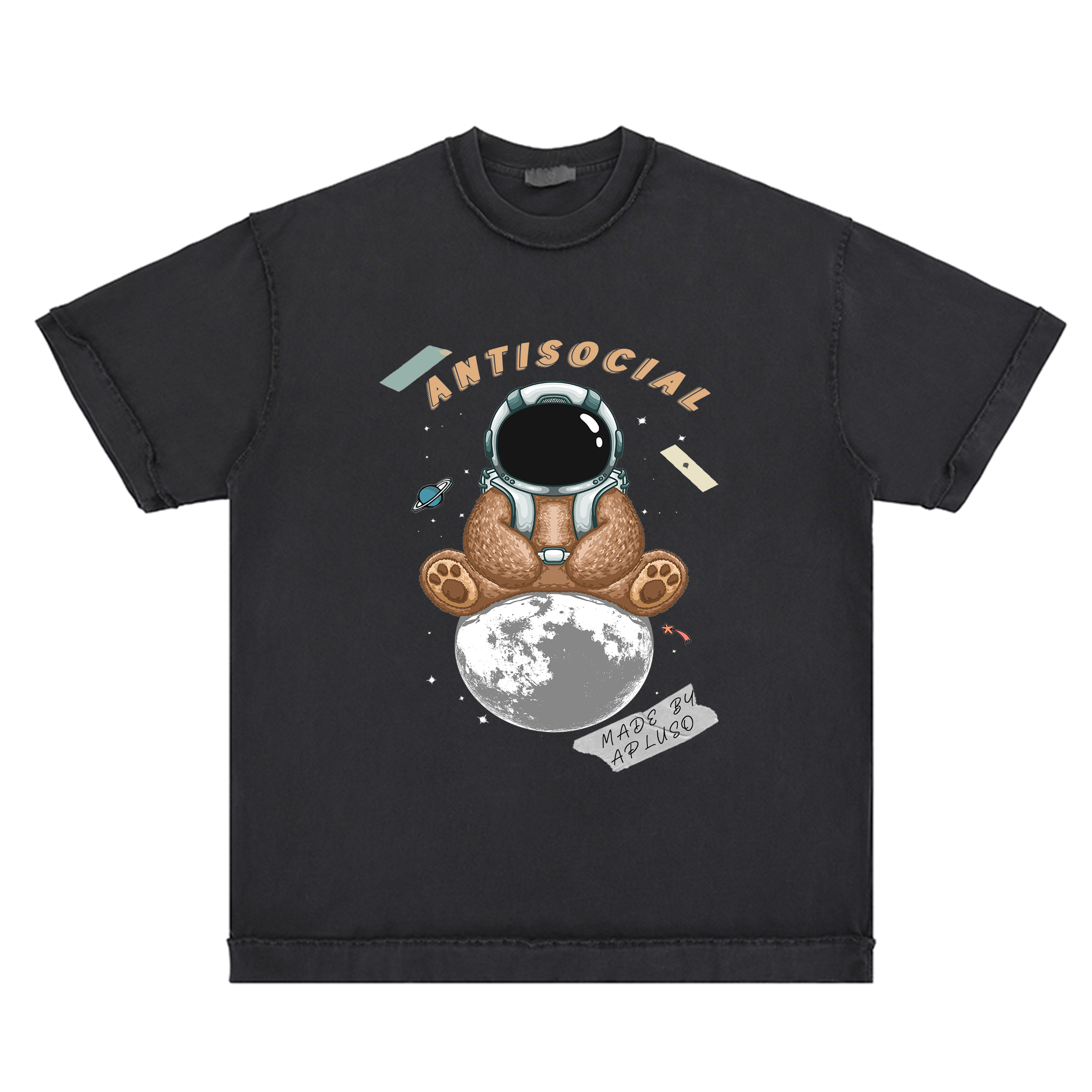 REVERSE INSIDE OUT TEE - ANTISOCIAL ASTRO-BEAR OVERSIZE COTTON GRAPHIC T-SHIRT