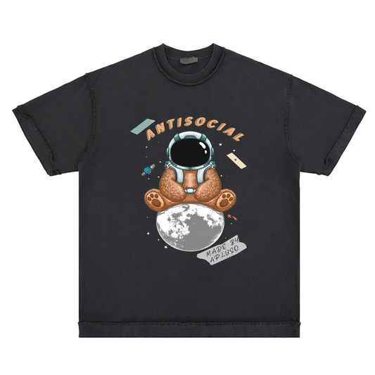 REVERSE INSIDE OUT TEE - ANTISOCIAL ASTRO-BEAR OVERSIZE COTTON GRAPHIC T-SHIRT