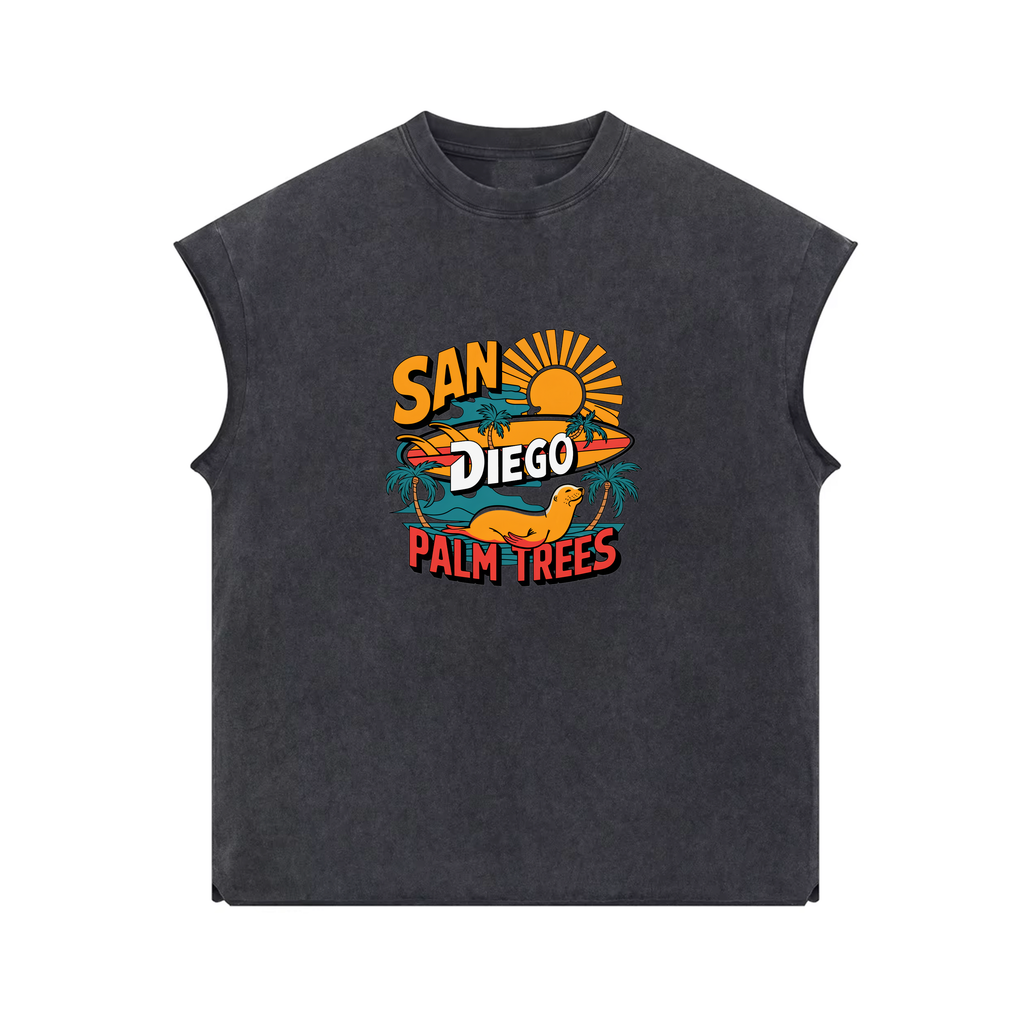 San Diego Palm Trees Sleeveless Tank Top