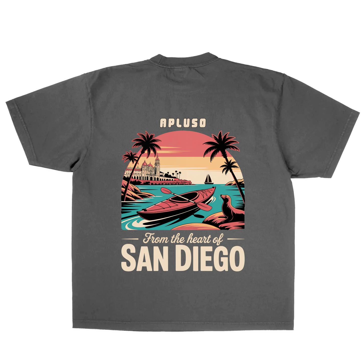 Heart of San Diego - VINTAGE FADED BLACK TSHIRT || AplusO Streetwear