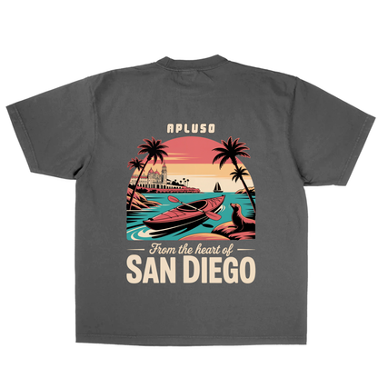 Heart of San Diego - VINTAGE FADED BLACK TSHIRT || AplusO Streetwear