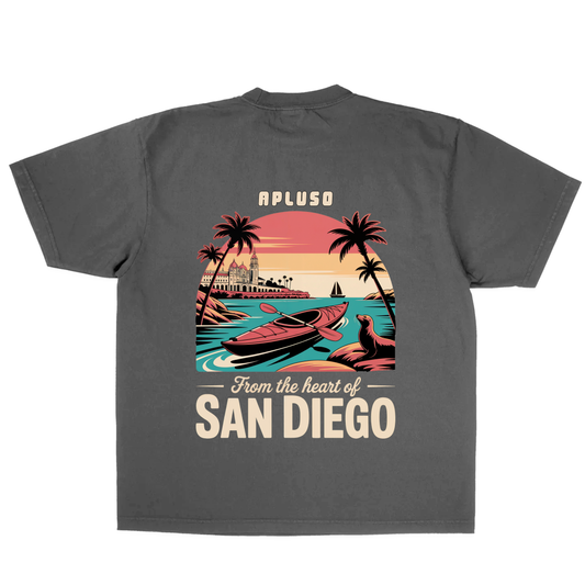 Heart of San Diego - VINTAGE FADED BLACK TSHIRT || AplusO Streetwear