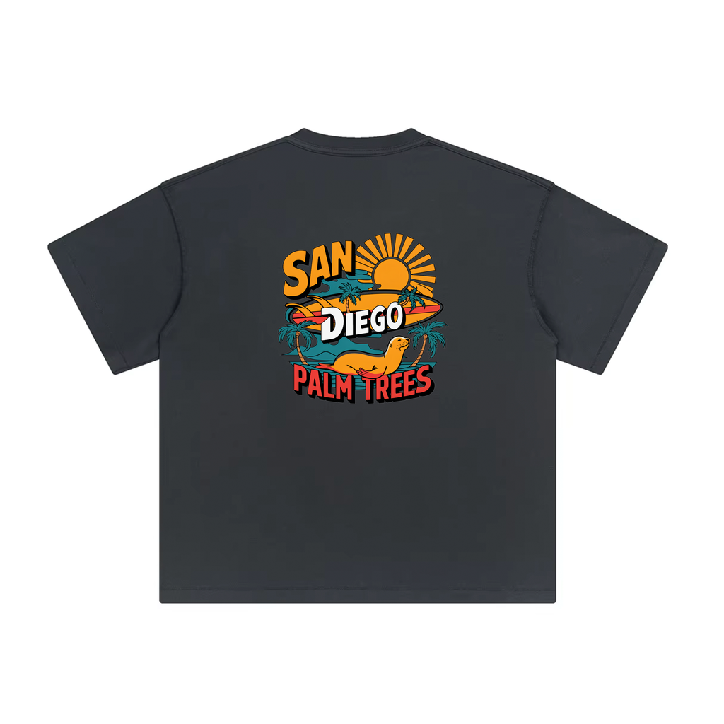San Diego Palm Trees - Reverse stitches Loose T shirt