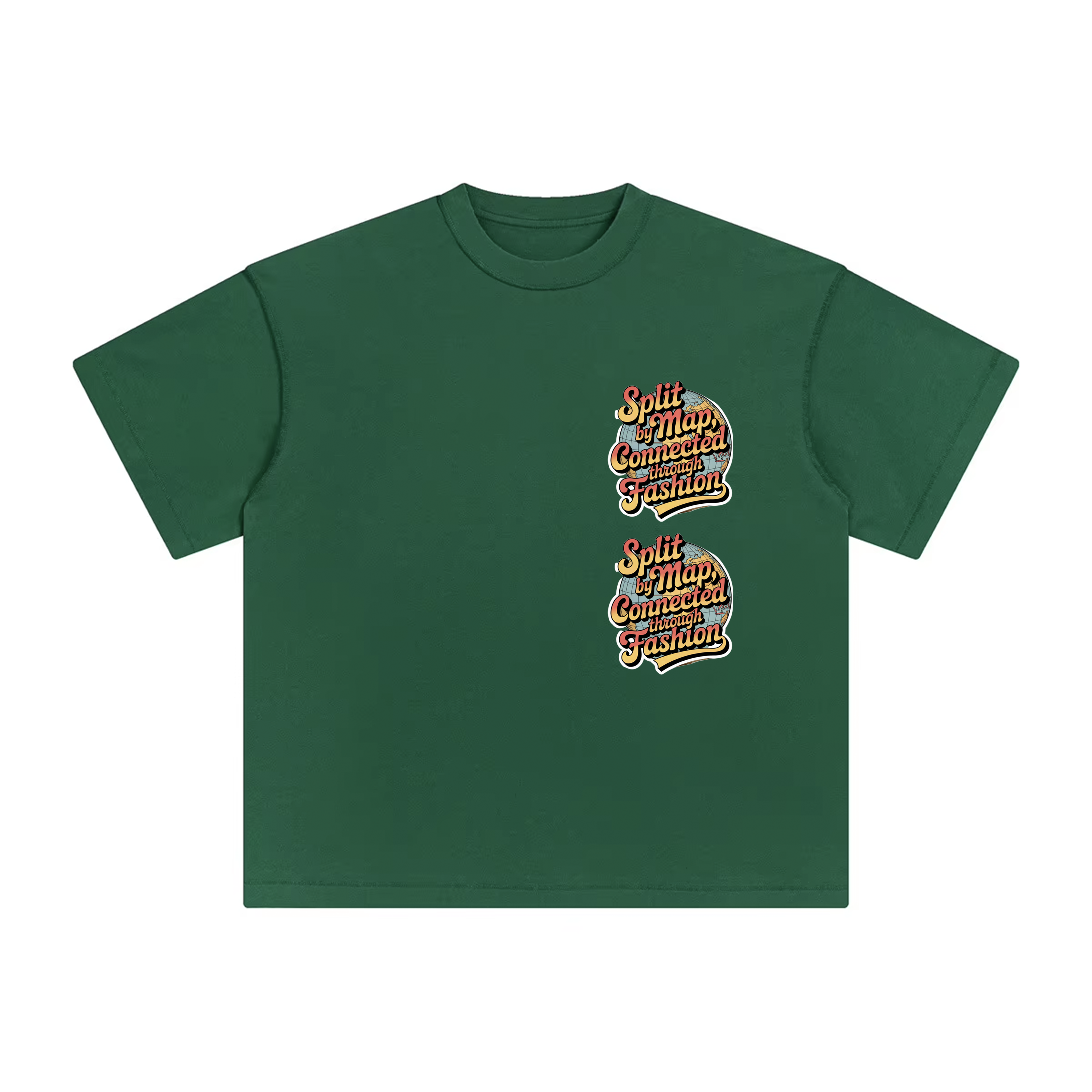 Split by map Connected through Fashion - Revese stitches  Loose T shirt